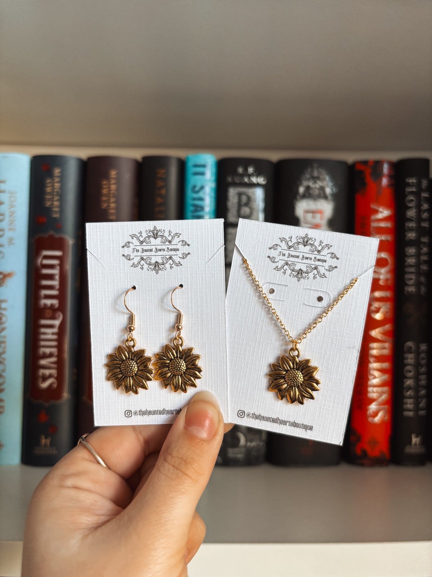 Gold Sunflower Earrings/Necklace/Set